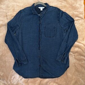 Old Navy Women’s Dark Chambray Button-Down Denim Shirt XL TALL